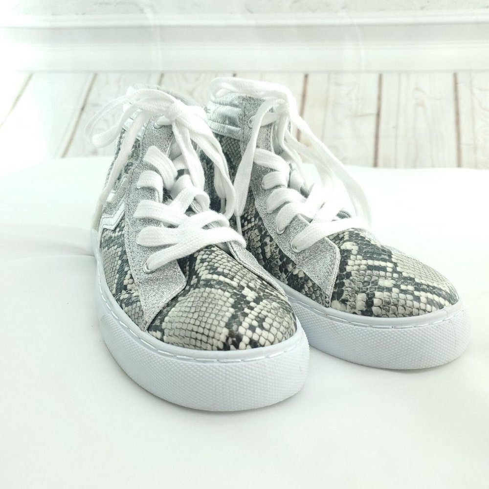 Forever 21 Womens Gray Animal Print High Top Lace Up Casual Sneaker Shoes Size 7